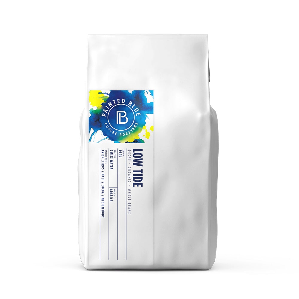 A white bag of coffee beans from Rosso Coffee Roasters